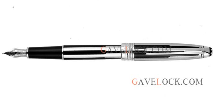 Meisterstuck Doue Monte Blanc Fountain Pens - Silver & Black Meisterstuck Doue Monte Blanc Fountain Pens - Silver & Black